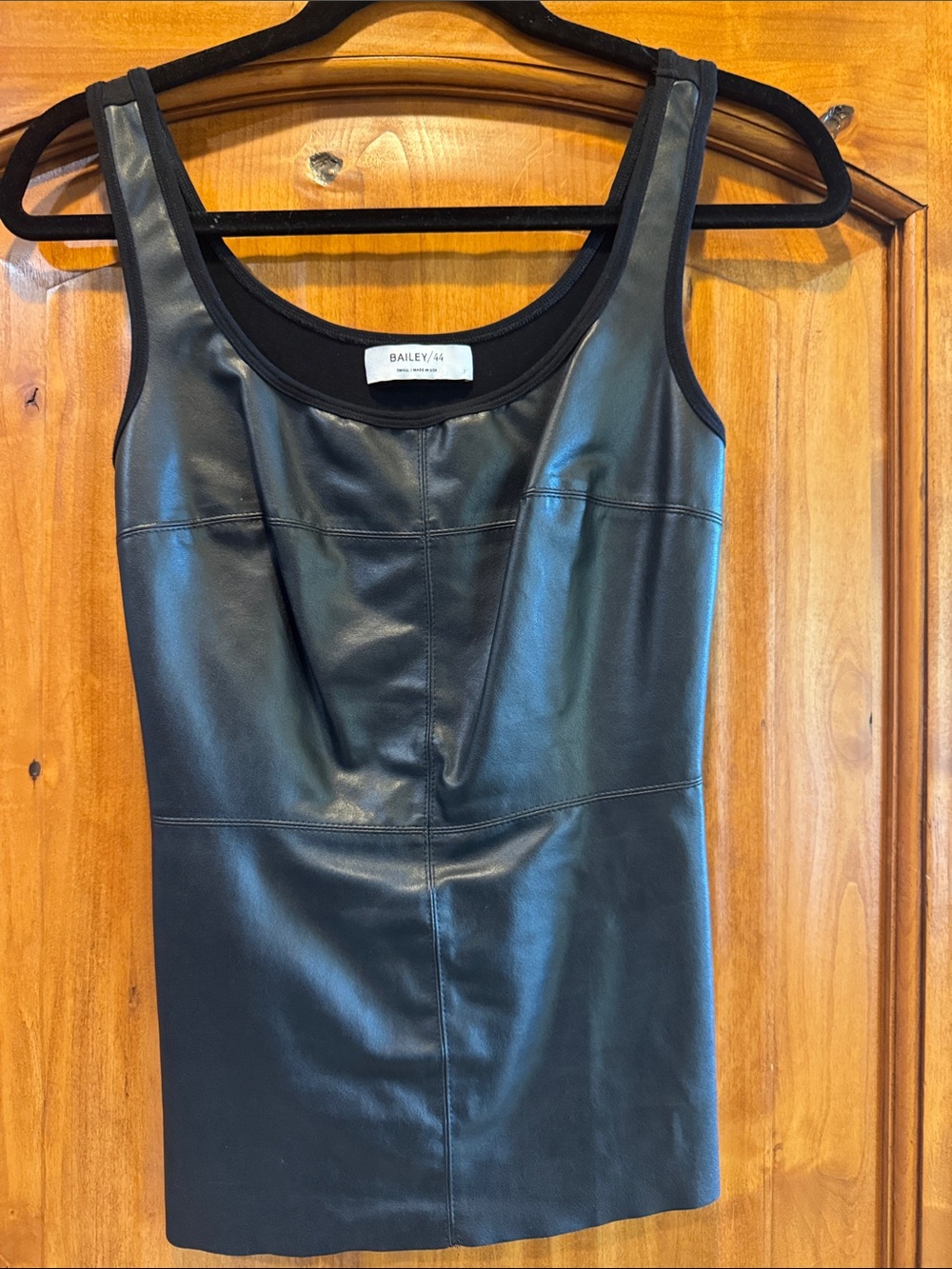 Bailey 44 Black Faux-Leather Sleeveless tank